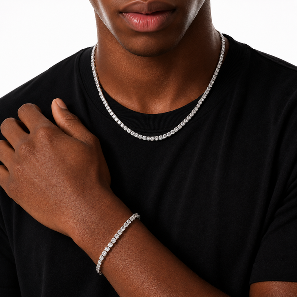 MENS 4MM TENNIS SET - SILVER
