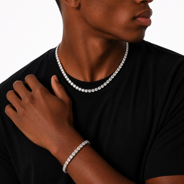MENS 5MM TENNIS SET - SILVER
