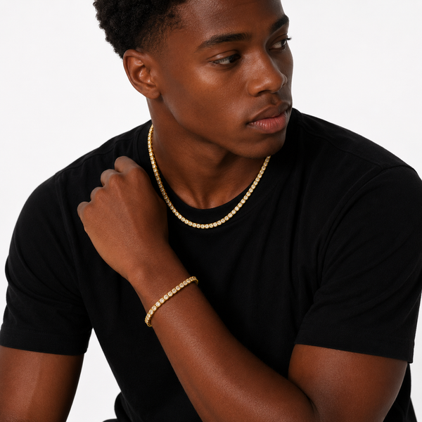 MENS 4MM TENNIS SET - GOLD