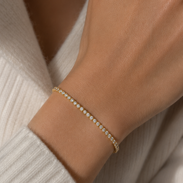 WOMENS 3MM TENNIS BRACELET - GOLD