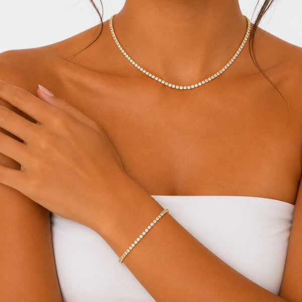 WOMENS 3MM TENNIS SET - GOLD