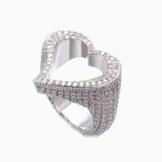 Diamond Open Heart Ring - White Gold