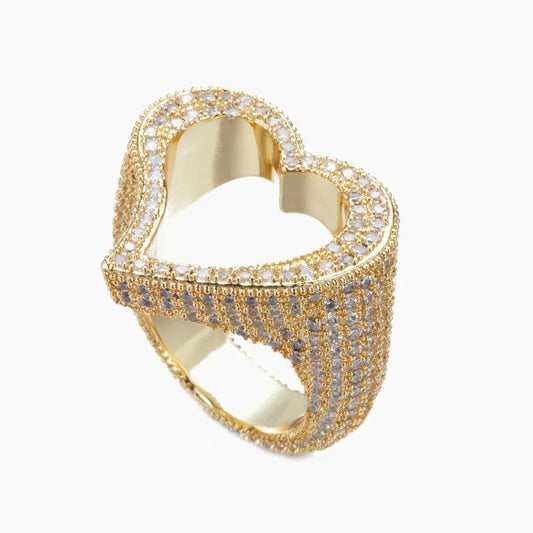 Diamond Open Heart Ring - Gold