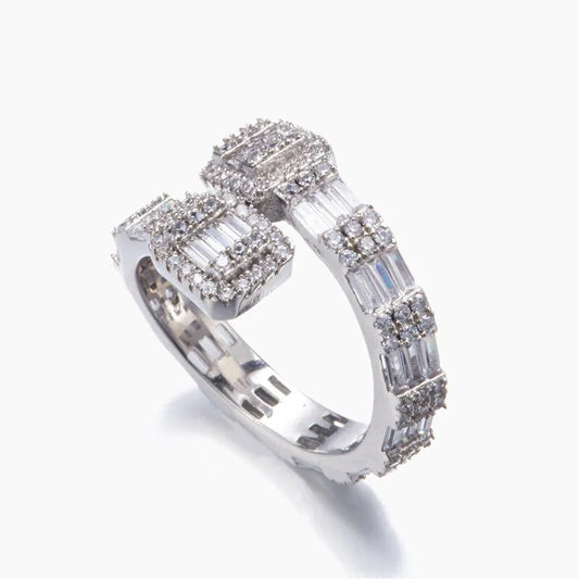 7MM Diamond Baguette Twist Ring - White Gold