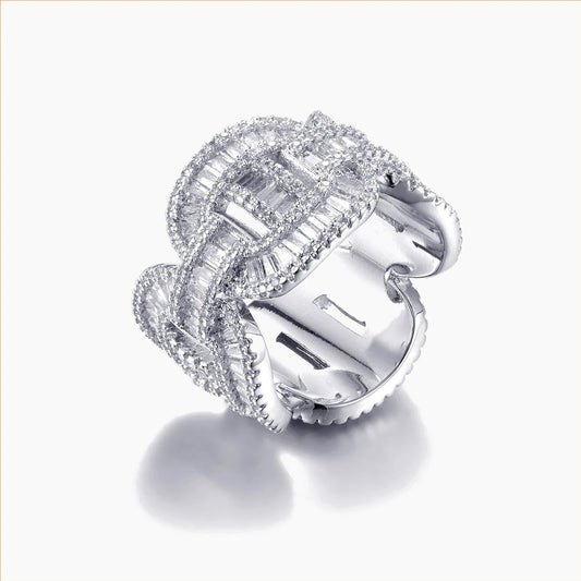 Diamond Baguette Mariner Ring - White Gold