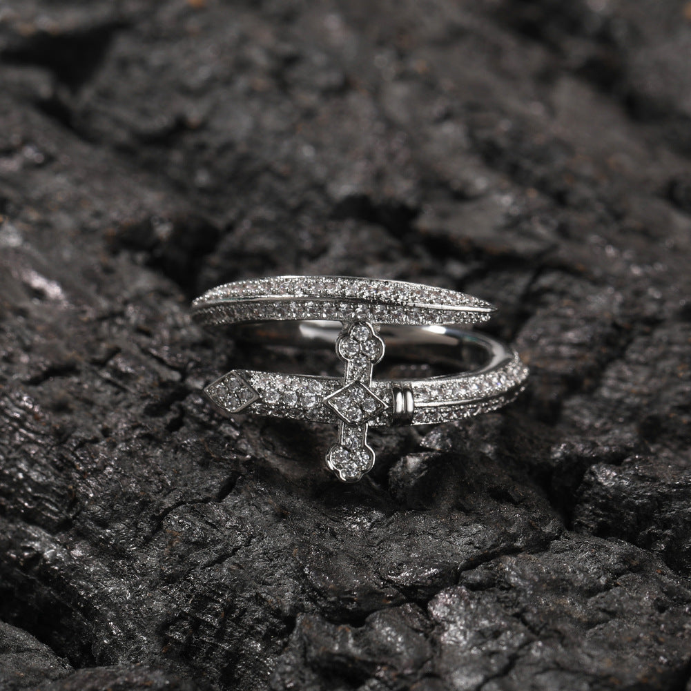 Twisted Cross Ring - White Gold