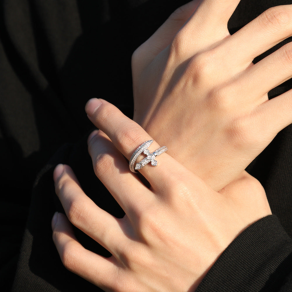 Twisted Cross Ring - White Gold