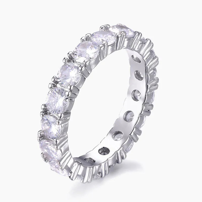 Single Row Tennis Ring - White Gold