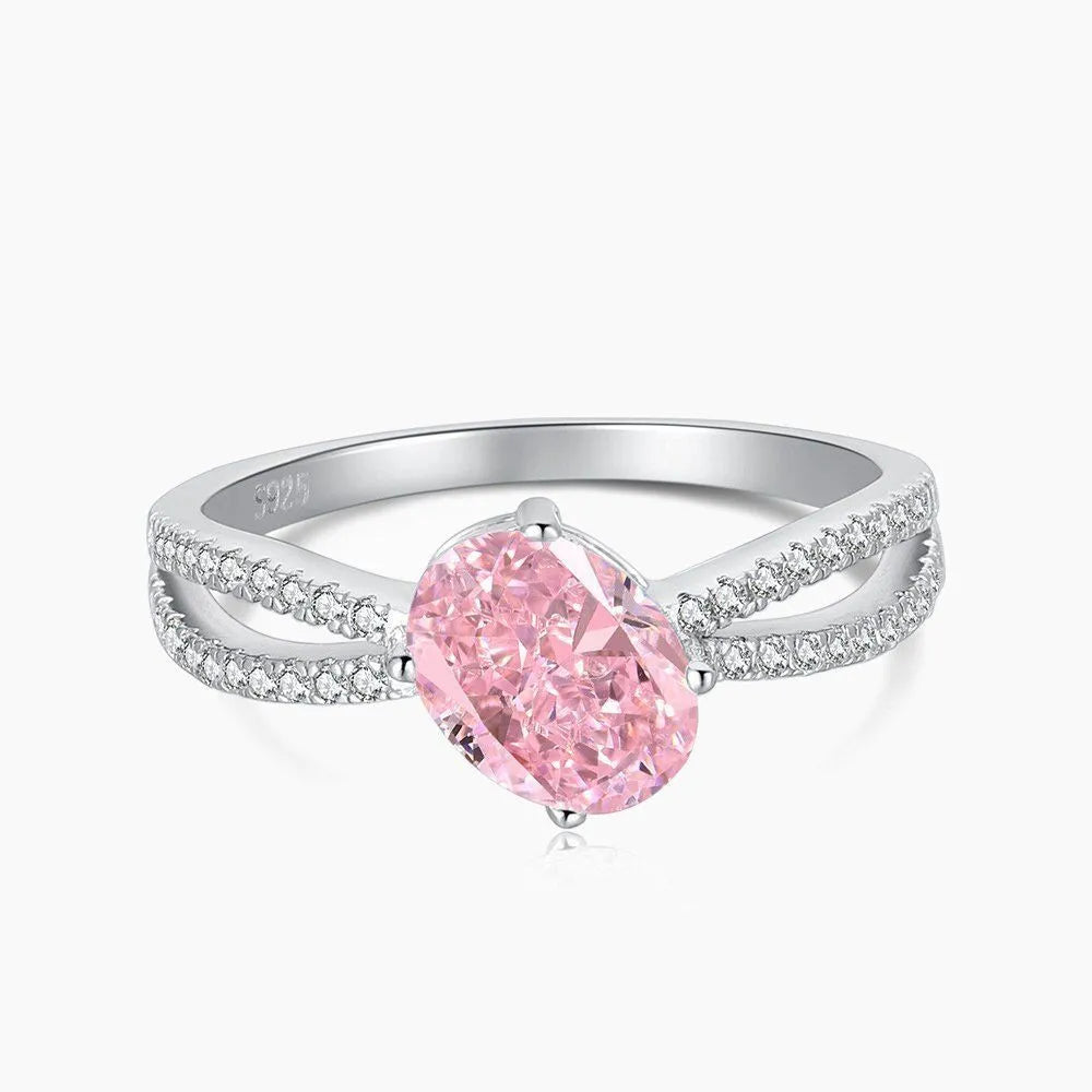 Pink Infinity Oval Diamond Ring - White Gold