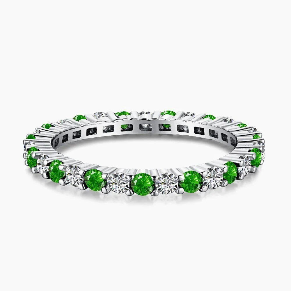 Emerald Diamond Studded Ring - White Gold