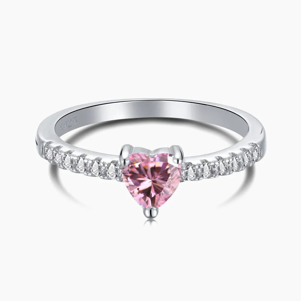 Pink Diamond Heart Ring - White Gold