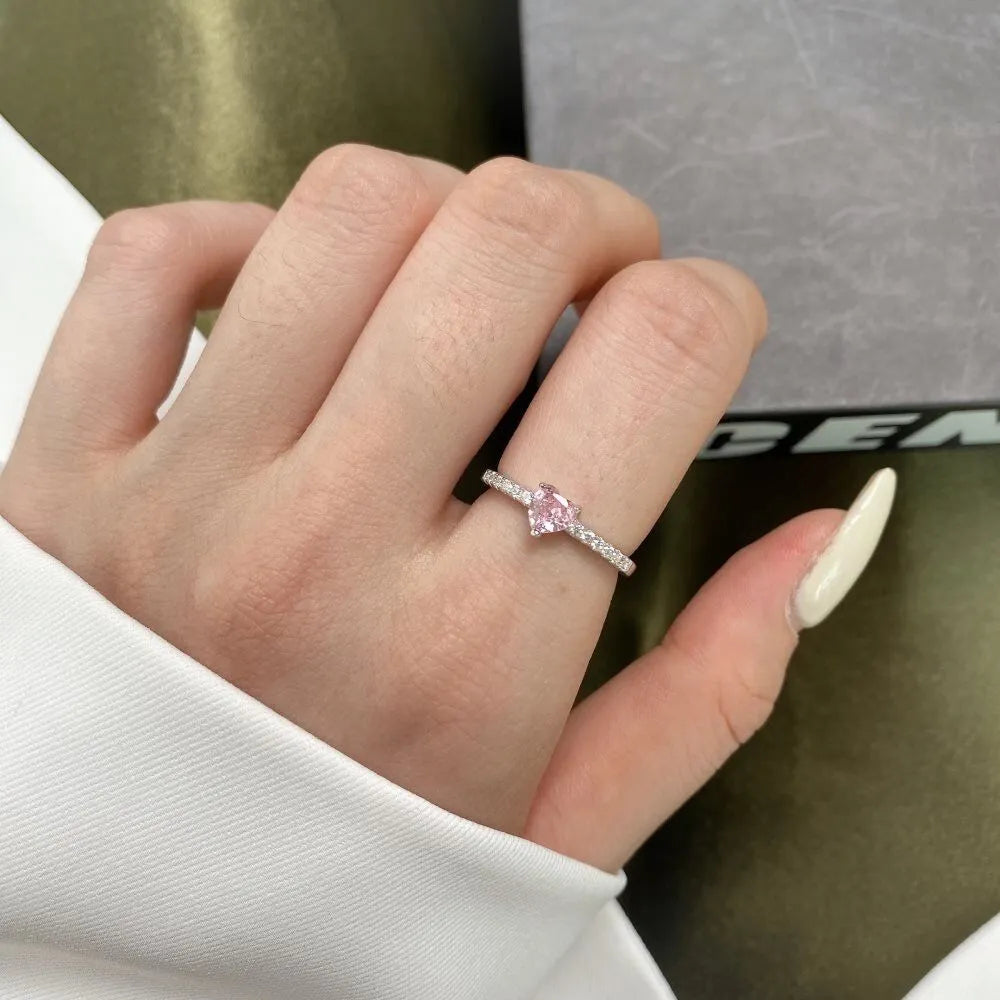 Pink Diamond Heart Ring - White Gold