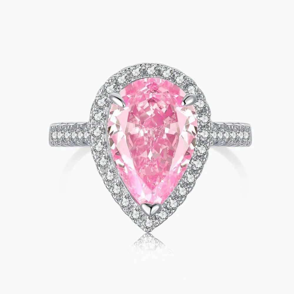 Pink Pear Diamond Ring - White Gold