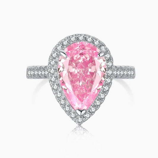 Pink Pear Diamond Ring - White Gold