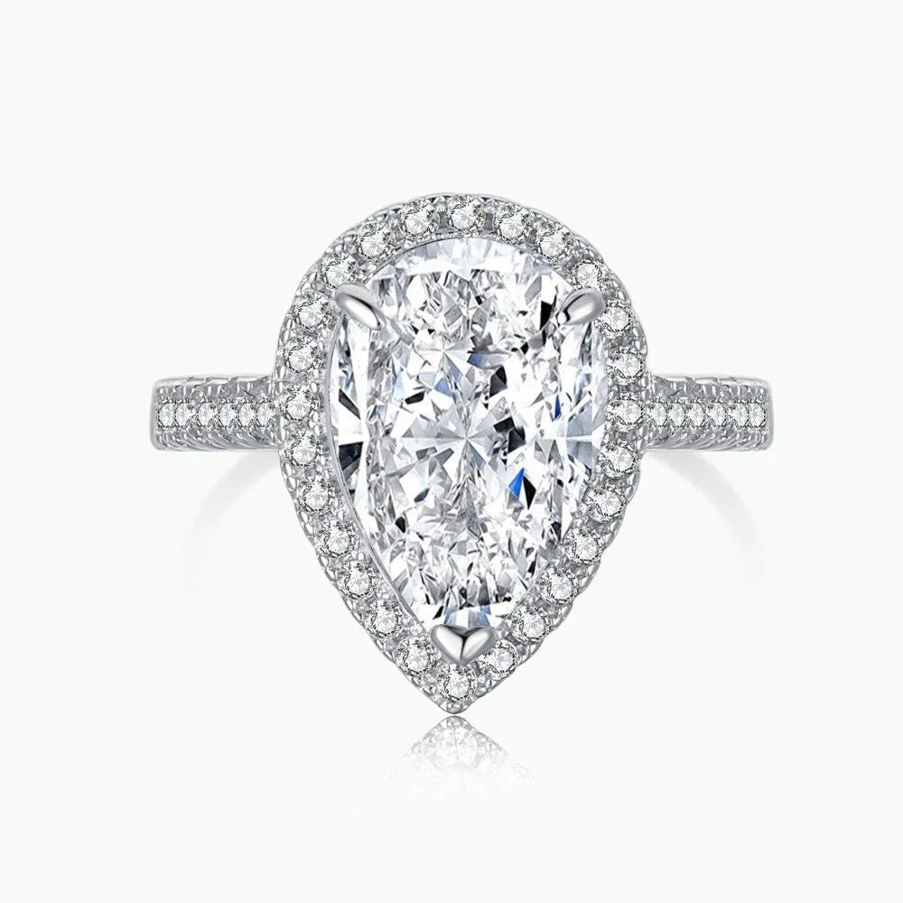 PEAR-CUT HALO RING - 925 STERLING SILVER