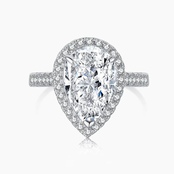PEAR-CUT HALO RING - 925 STERLING SILVER