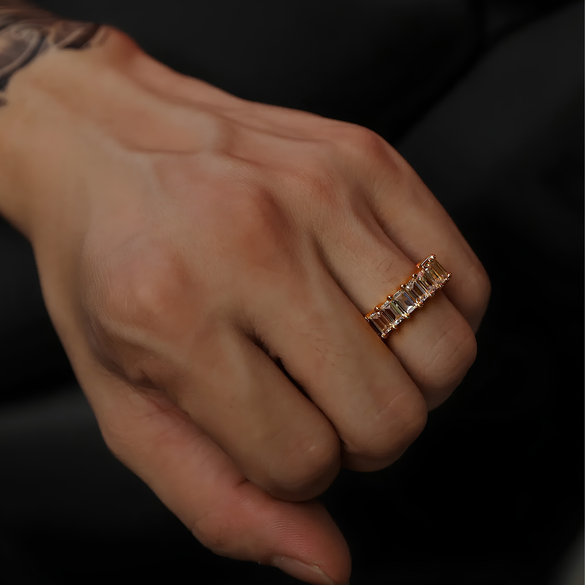 ICED BAGUETTE ETERNITY RING - GOLD