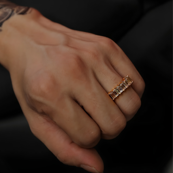 ICED BAGUETTE ETERNITY RING - GOLD