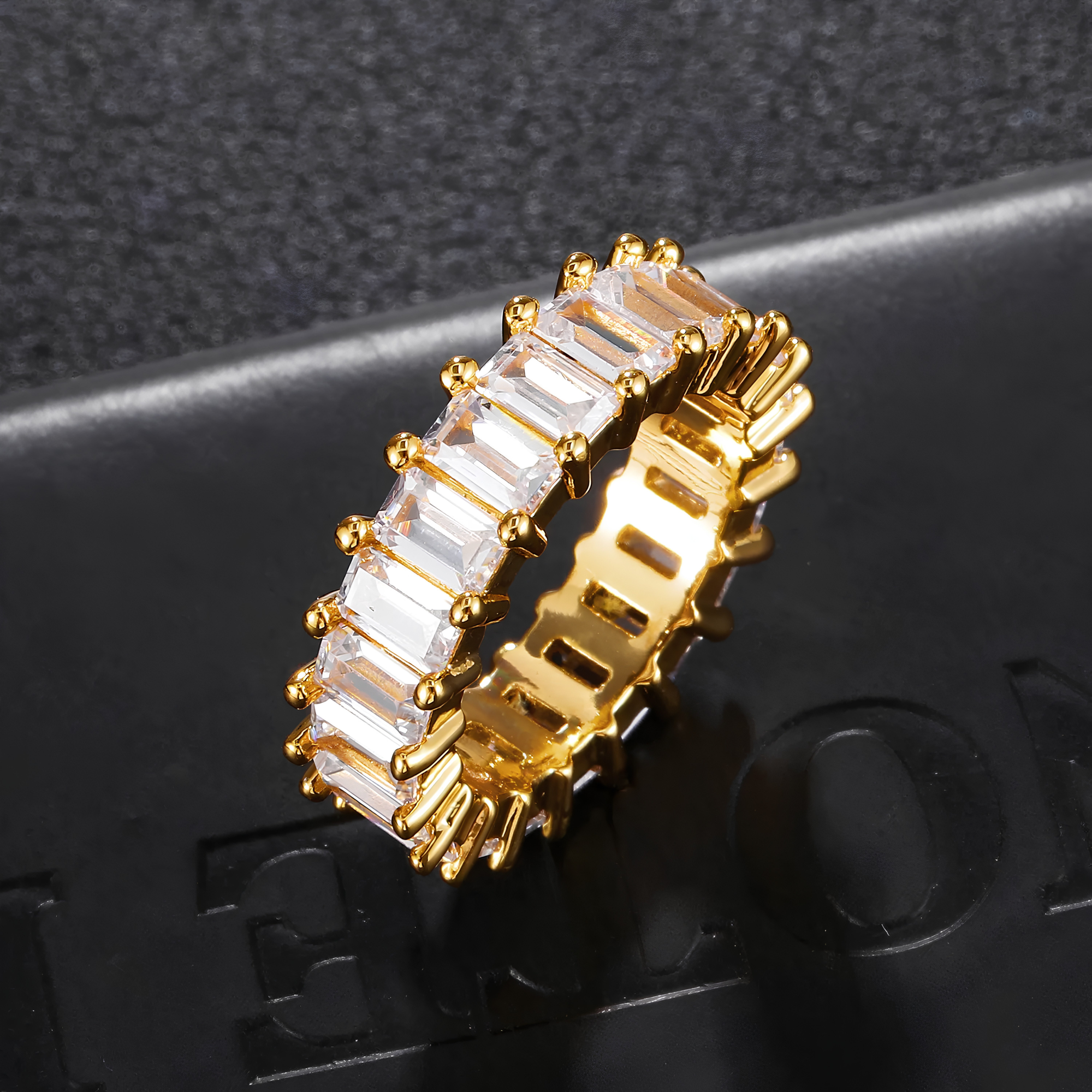 ICED BAGUETTE ETERNITY RING - GOLD