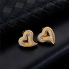 PAVE SET HEART STUD EARRINGS - GOLD