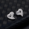 PAVE SET HEART STUD EARRINGS - SILVER