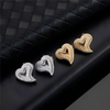 PAVE SET HEART STUD EARRINGS - SILVER