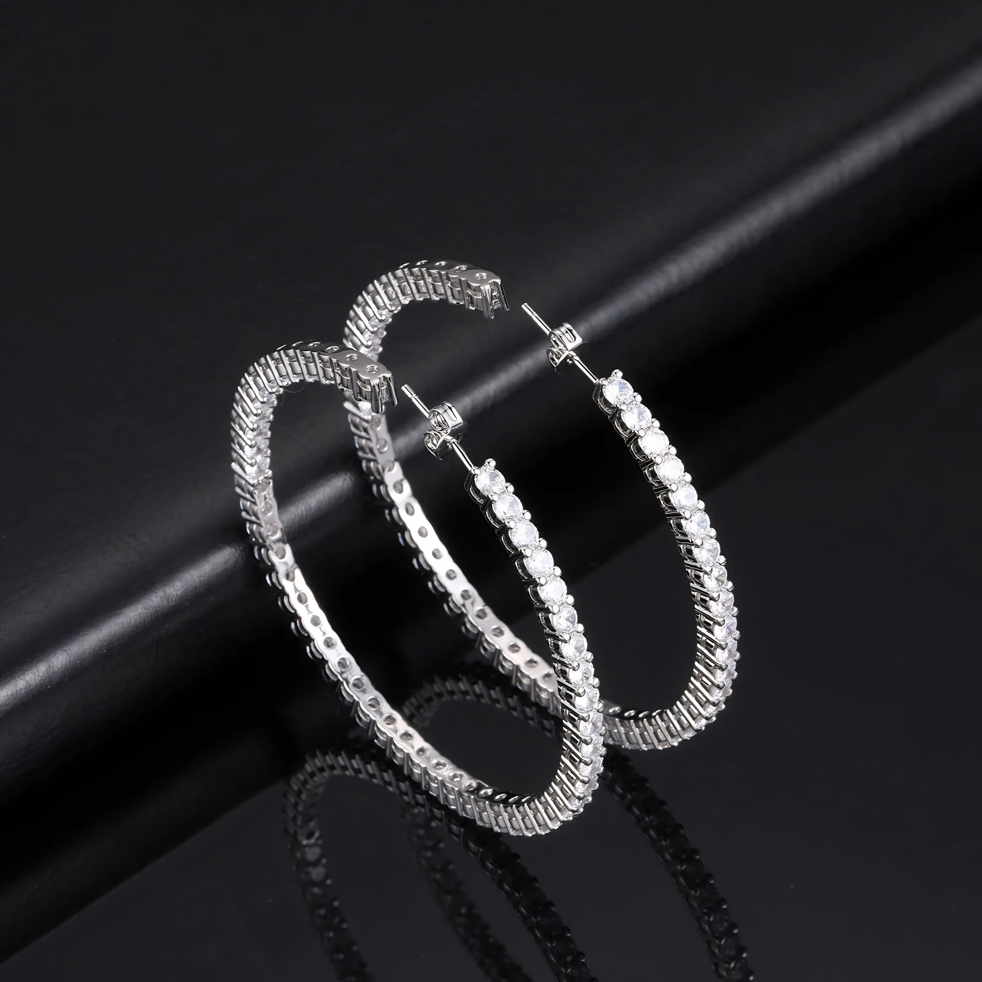 LARGE ETERNITY HOOP EARRINGS - SILVER