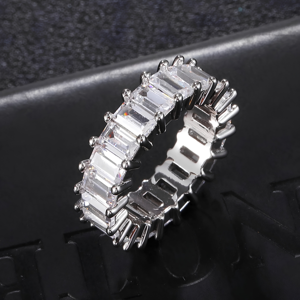 ICED BAGUETTE ETERNITY RING - SILVER