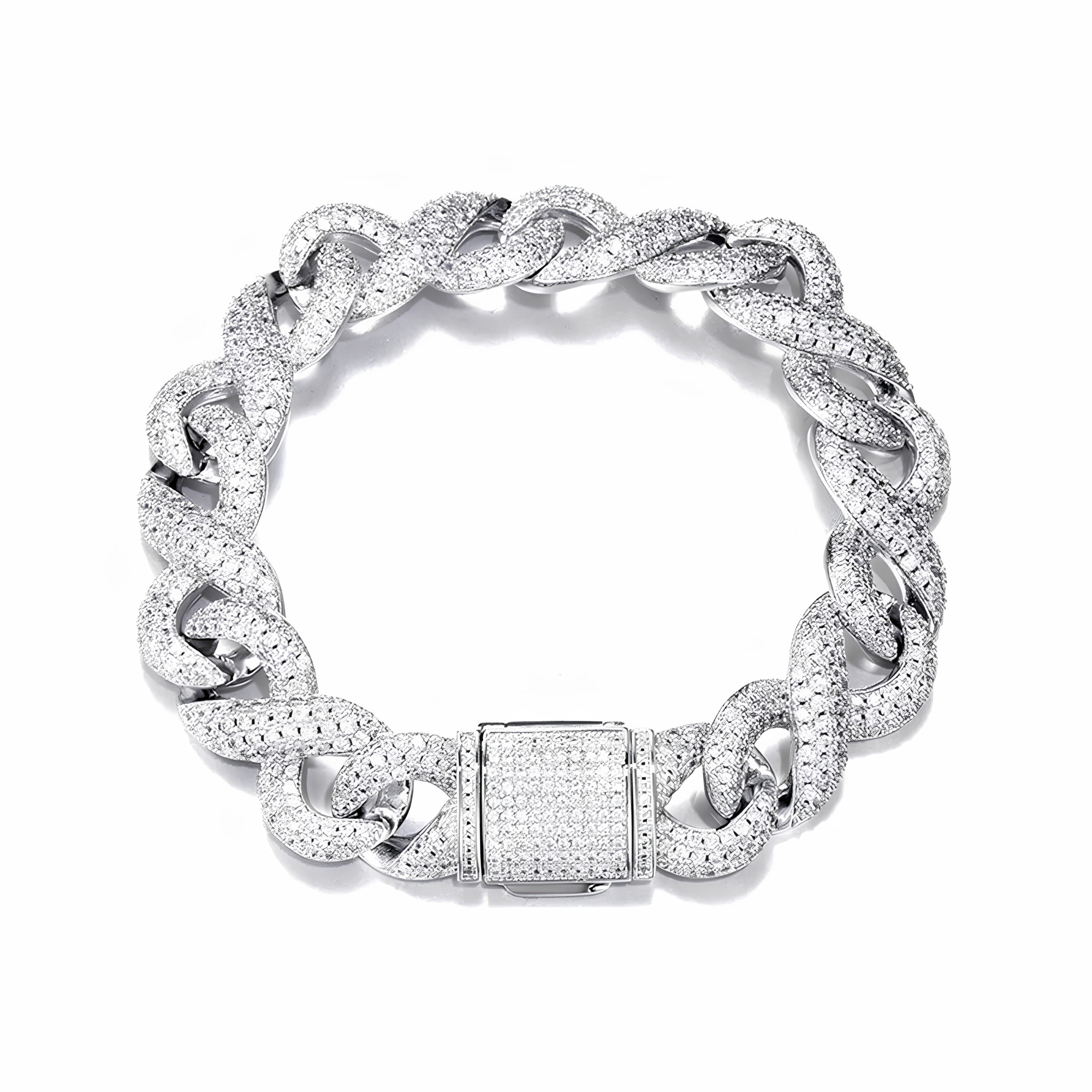 16MM ICED INFINITY CUBAN BRACELET - SILVER
