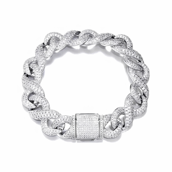16MM ICED INFINITY CUBAN BRACELET - SILVER
