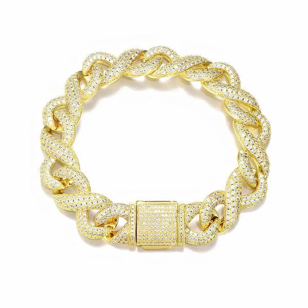 16MM ICED INFINITY CUBAN BRACELET - GOLD