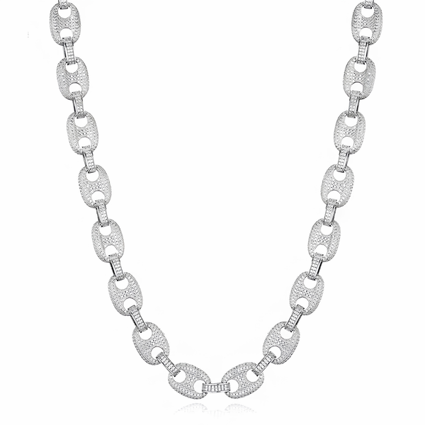 12MM ICED PUFF CUBAN CHAIN - SILVER