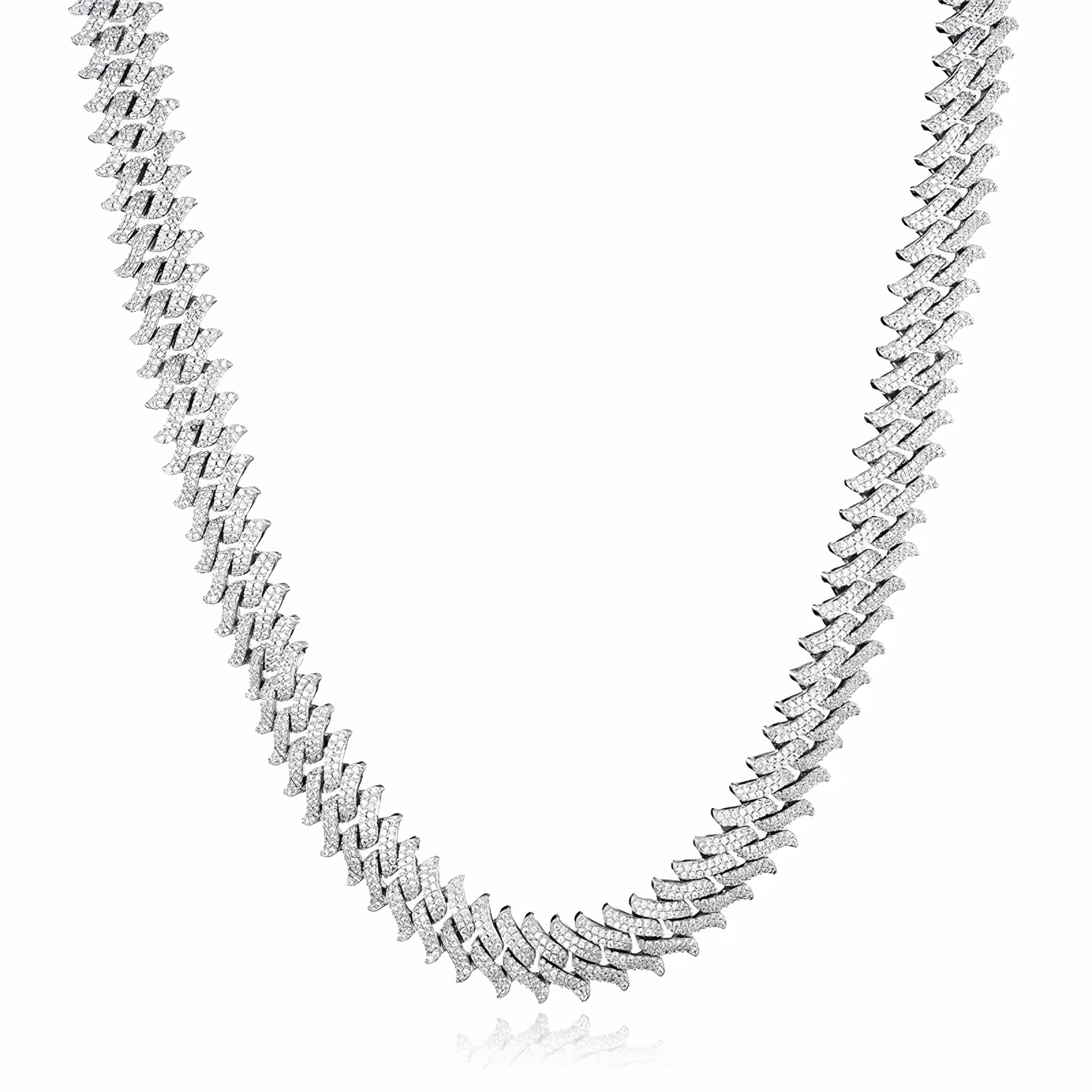 16MM ICED SPIKED CUBAN CHAIN - SILVER