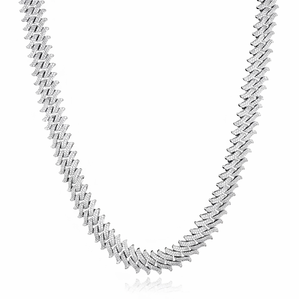 16MM ICED SPIKED CUBAN CHAIN - SILVER