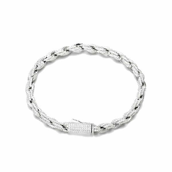 6MM ICED ROPE BRACELET - SILVER