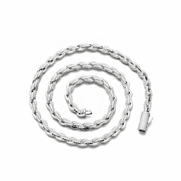 6MM ICED ROPE CHAIN - SILVER