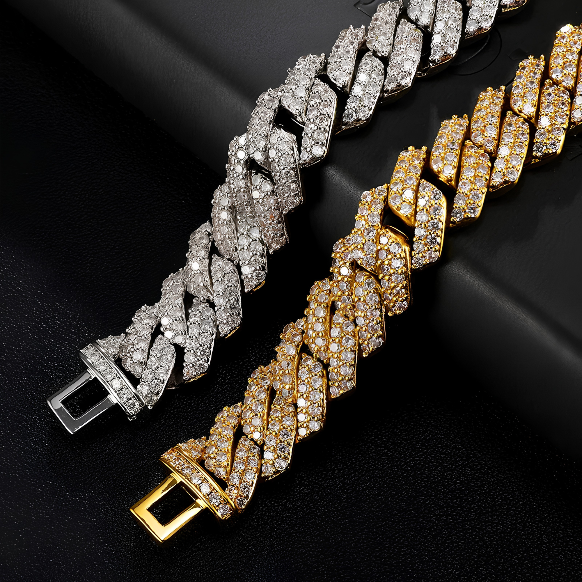 14MM ICED CUBAN PRONG BRACELET - GOLD