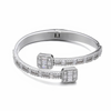 6MM ICED BAGUETTE CUFF BRACELET - SILVER