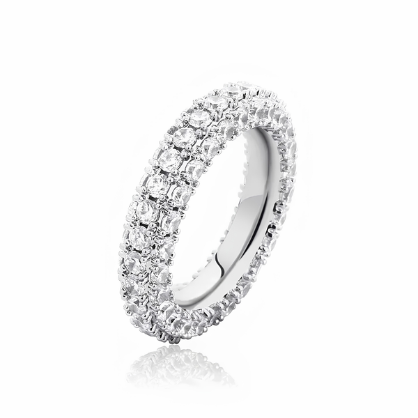 TRIPLE ROW TENNIS RING - SILVER