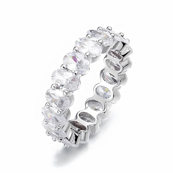 OVAL CUT ICED RING - SILVER