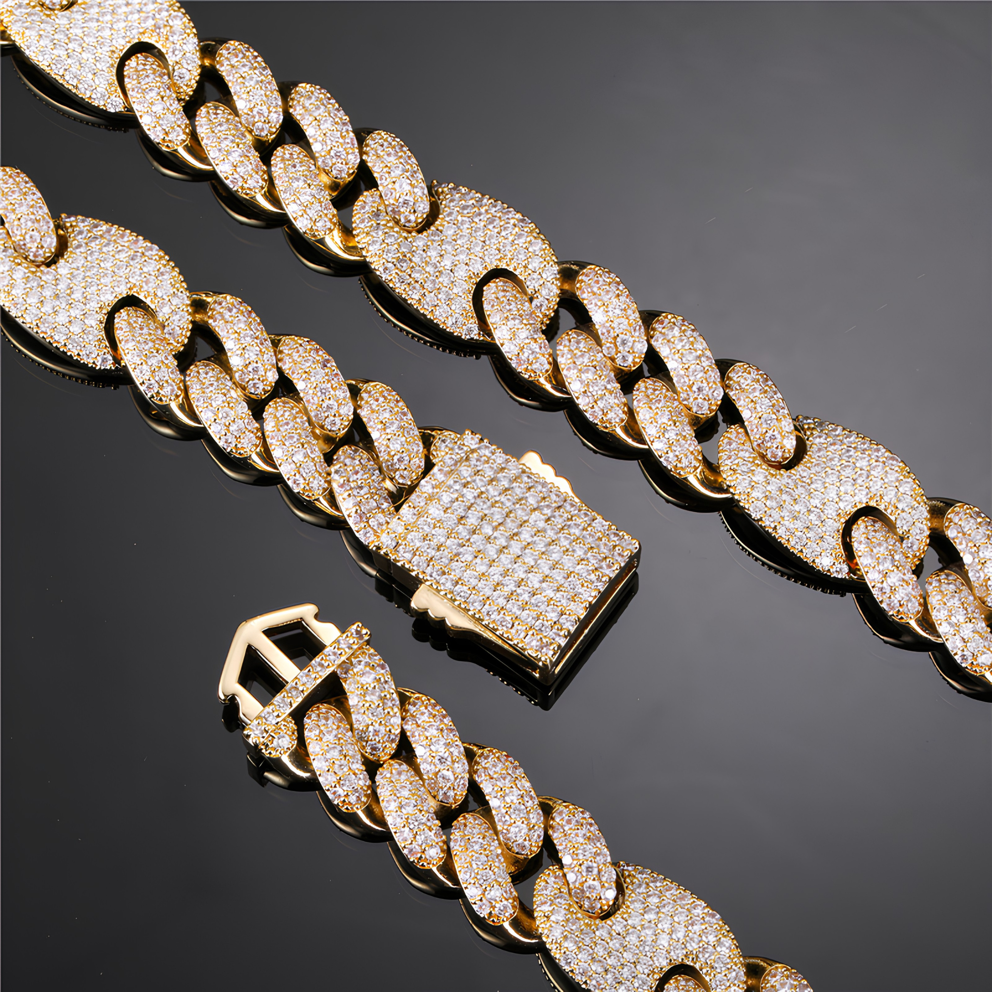 18MM ICED PUFF CUBAN CHAIN - GOLD