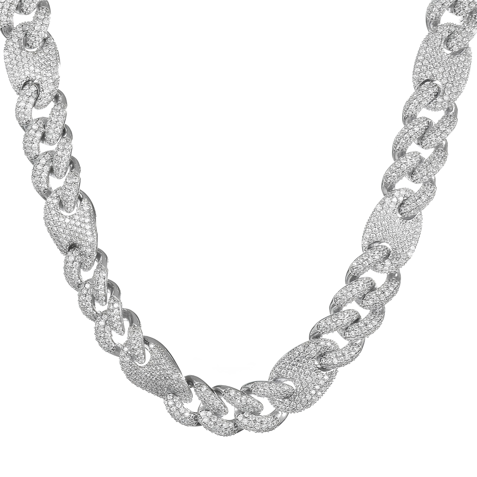 18MM ICED PUFF CUBAN CHAIN - SILVER