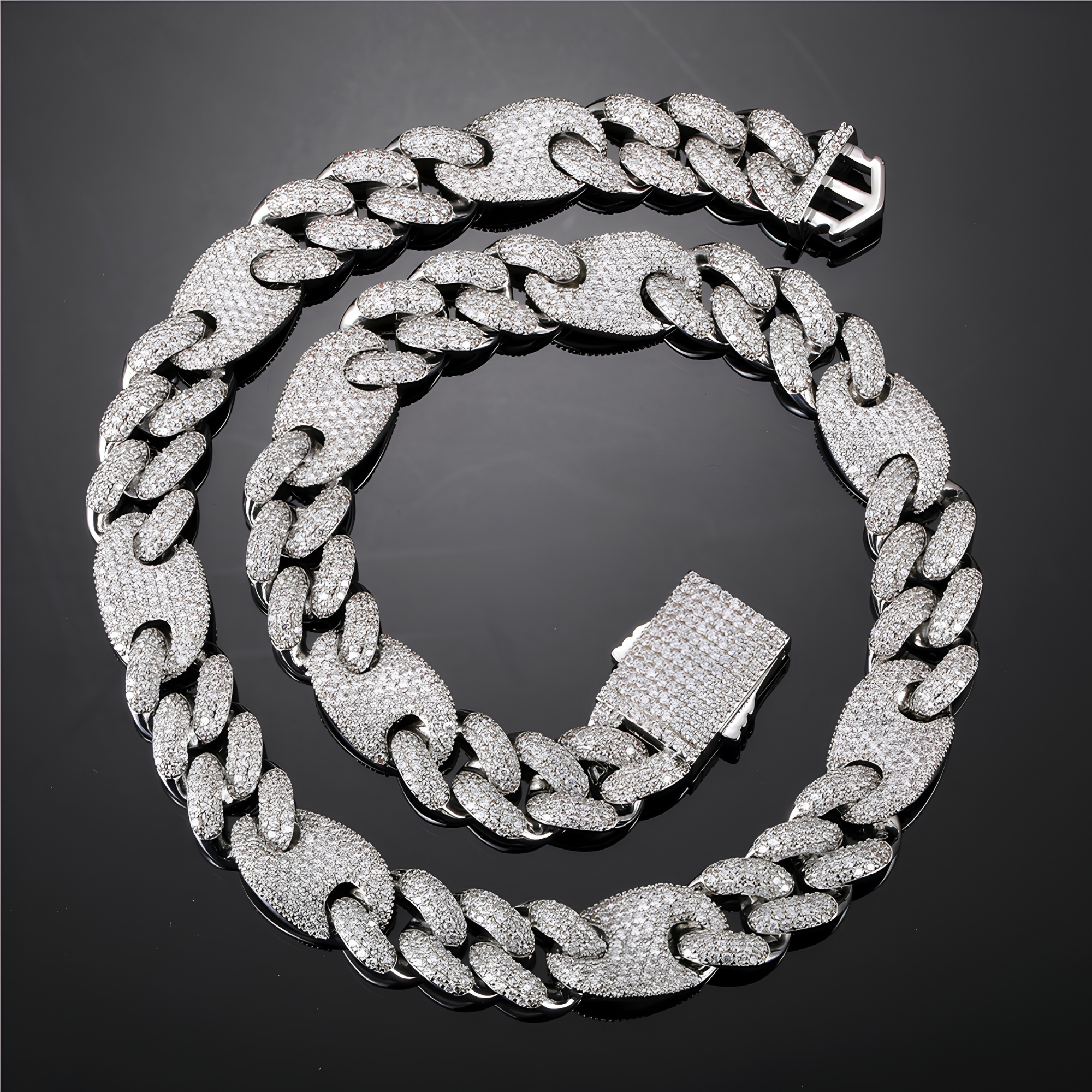 18MM ICED PUFF CUBAN CHAIN - SILVER