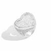 ICED BAGUETTE HEART RING - SILVER