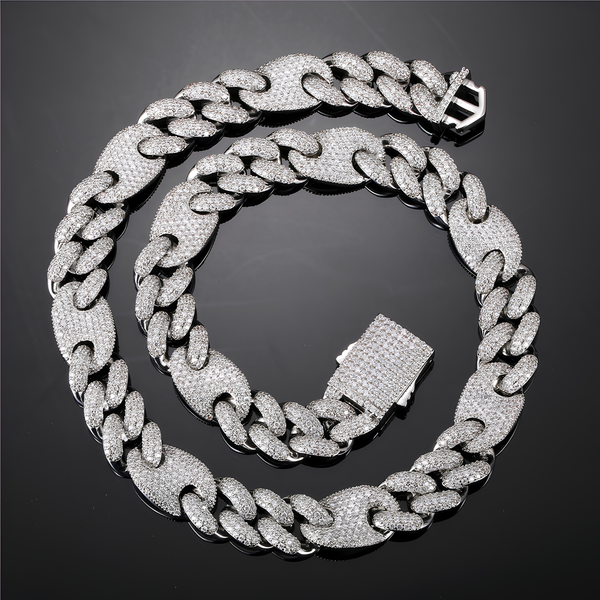 18MM ICED PUFF CUBAN CHAIN - SILVER
