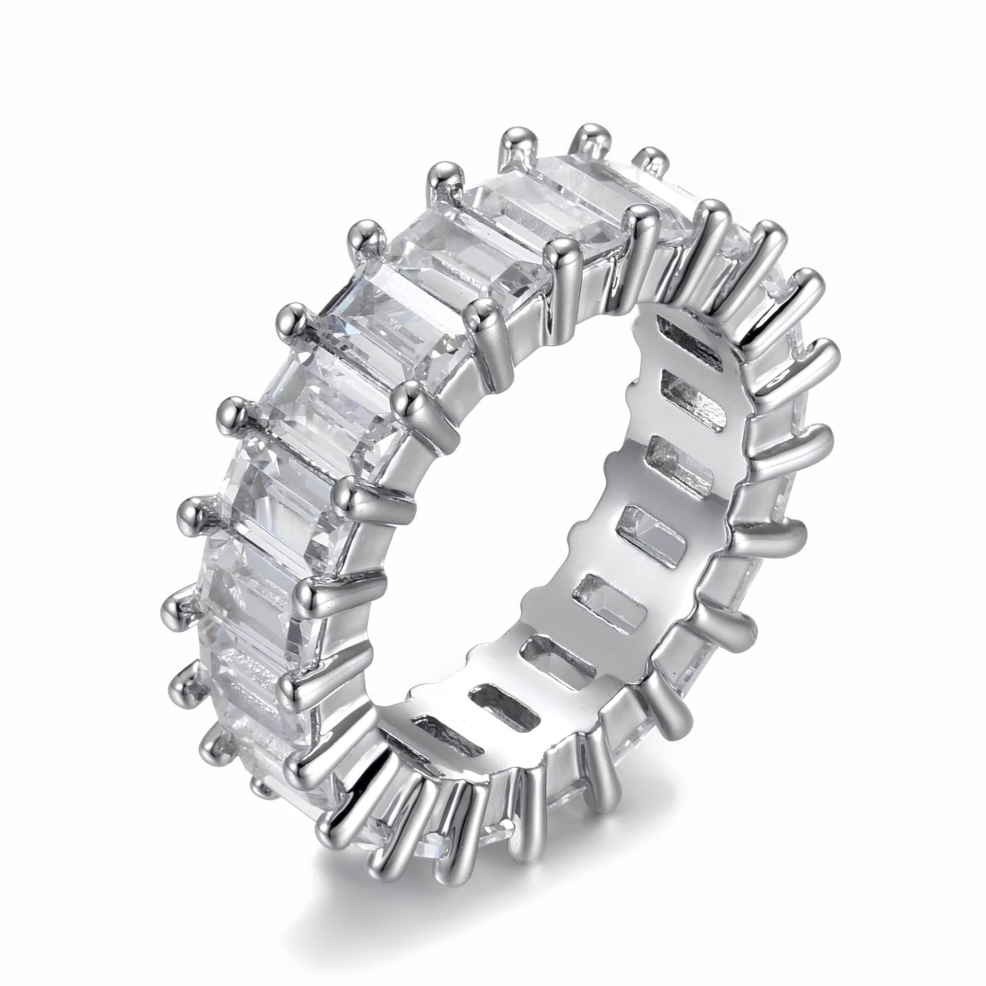 ICED BAGUETTE ETERNITY RING - SILVER