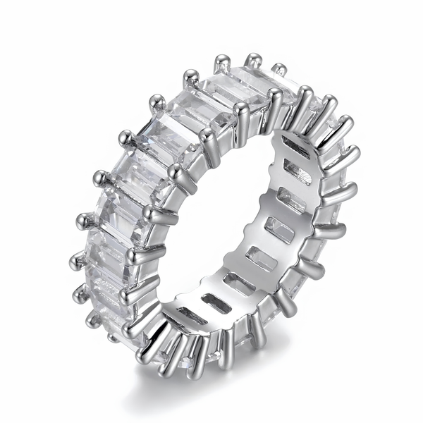 ICED BAGUETTE ETERNITY RING - SILVER