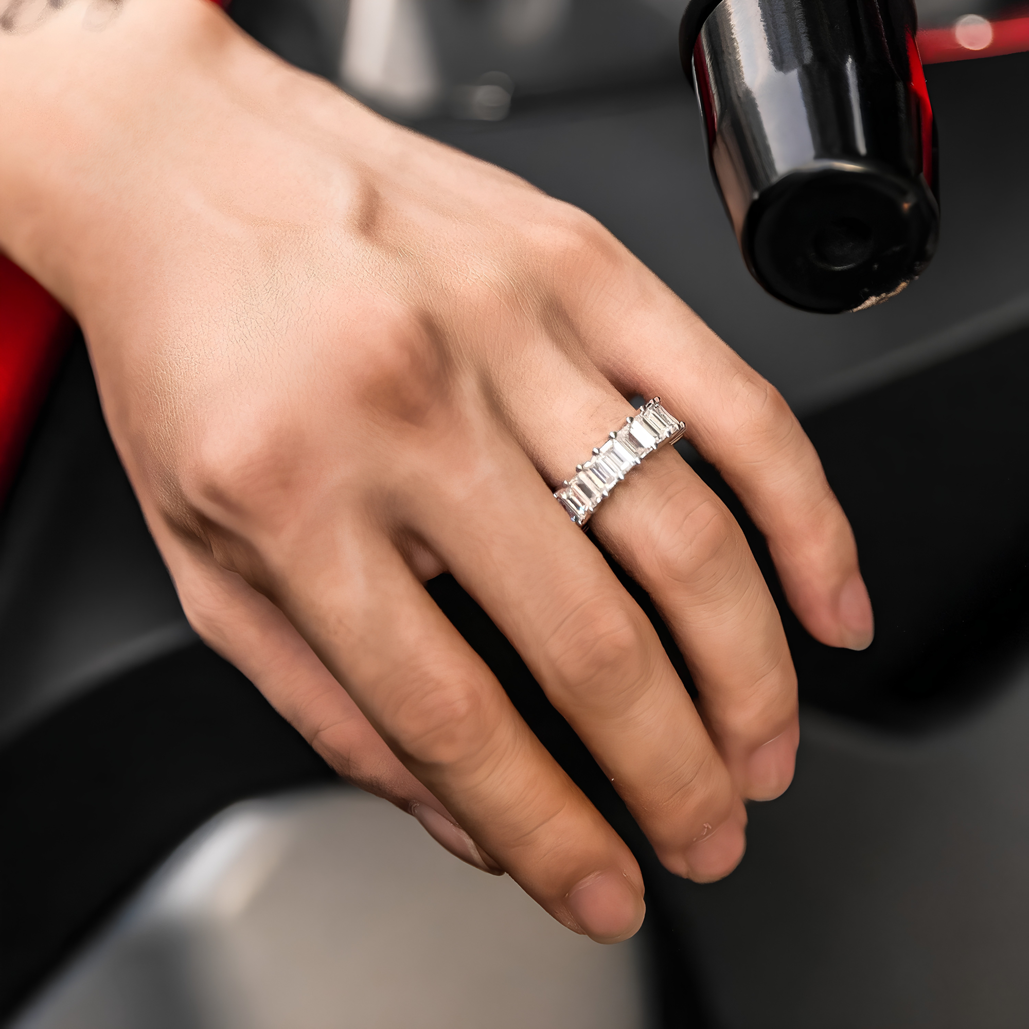 ICED BAGUETTE ETERNITY RING - SILVER