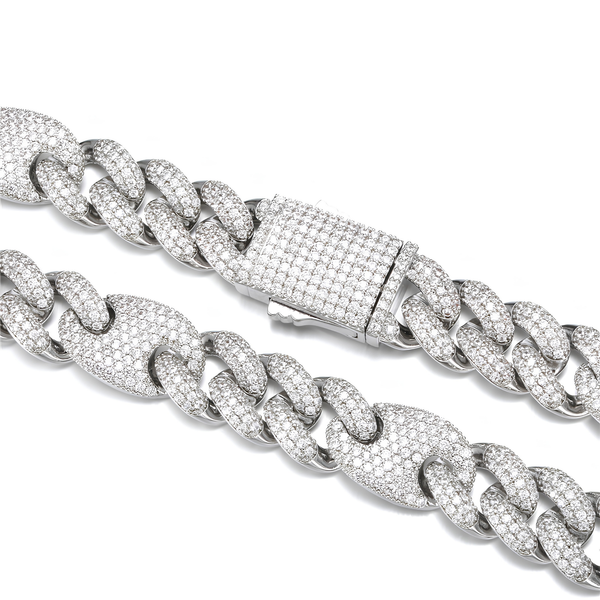 18MM ICED PUFF CUBAN CHAIN - SILVER