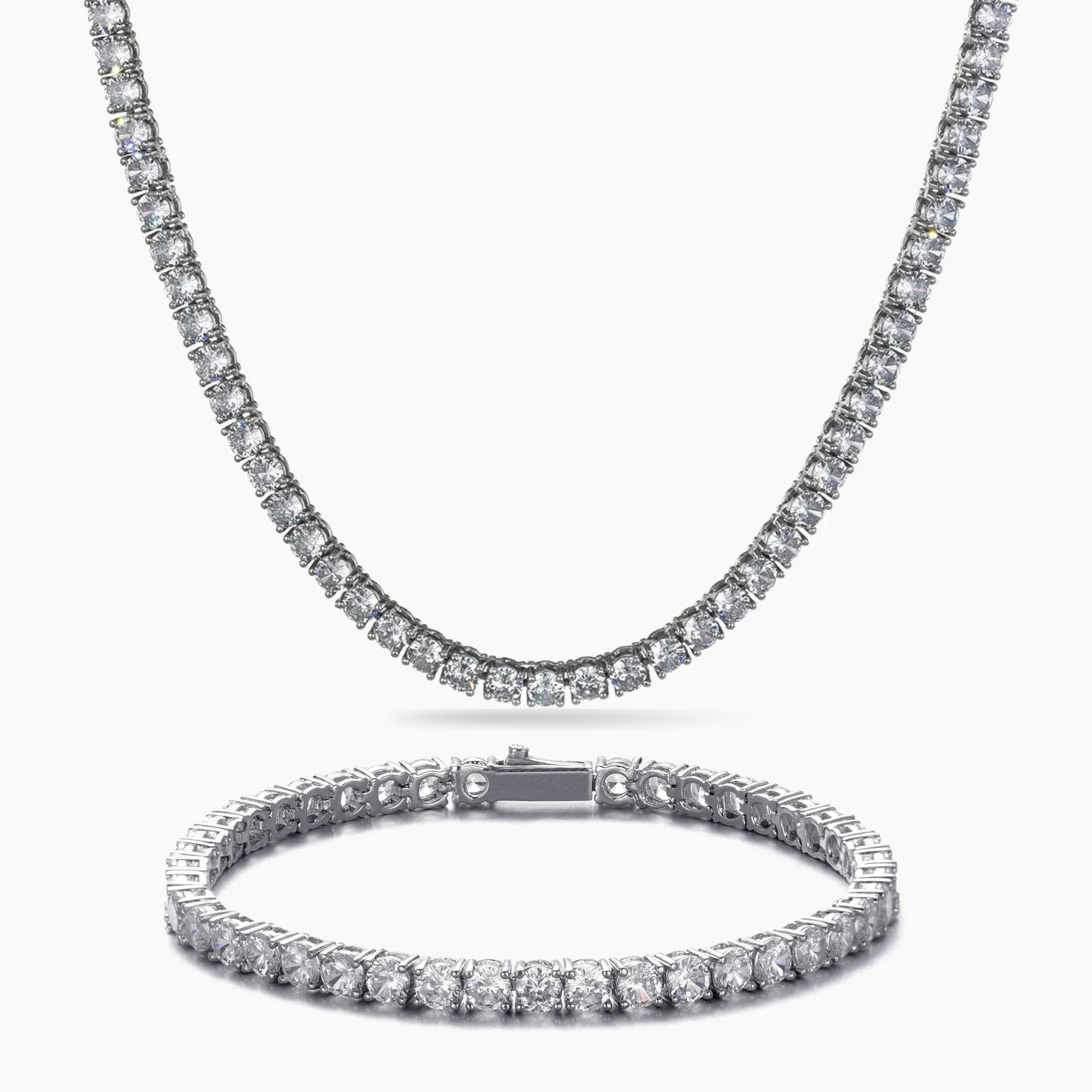 WOMENS 4MM TENNIS SET - SILVER